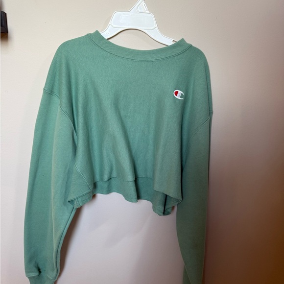 Champion Tops - Champion Women's Mint Green Cropped Hoodie